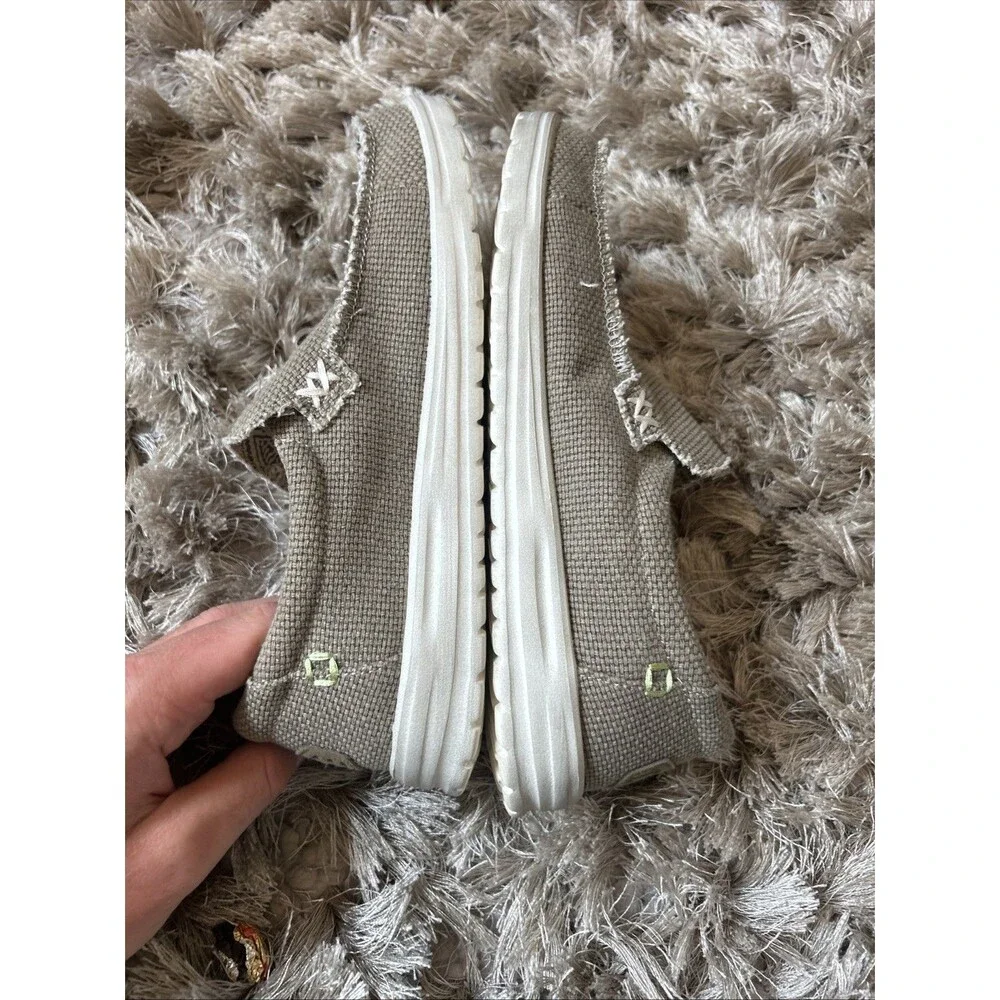 Hey Dude Mikka Braided Grey Tan Slip On Loafers Lightweight Mens 6 Woman 8